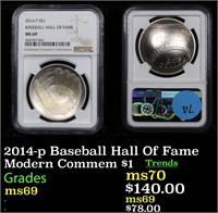 2014-p Baseball Hall Of Fame Modern Commem $1 Grad