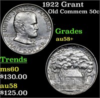 1922 Grant Old Commem 50c Grades Choice AU/BU Slid