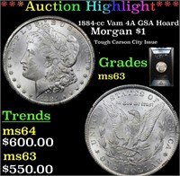 ANACS 1884-cc Vam 4A GSA Hoard Morgan Dollar $1 Gr