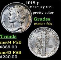 1918-p Mercury 10c Grades Select Unc+ FSB