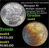 1886-p Rainbow Toned Vam 6B R5 Morgan $1 Grades Ch