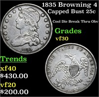 1835 Browning 4 Capped Bust 25c Grades vf++