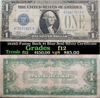 1928D Funny Back $1 Blue Seal Silver Certificate G