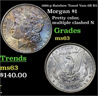 1886-p Rainbow Toned Vam 6B R5 Morgan $1 Grades Se