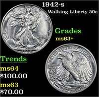 1942-s Walking Liberty 50c Grades Select+ Unc