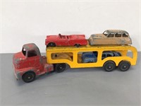Vintage Tootsie Toy Car Hauler & Cars -small