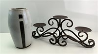 Ceramic Vase & Metal Candle Holder