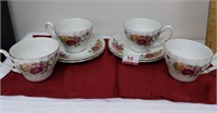 Rose Garden Ironstone Ware 4 Cups& Saucers