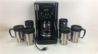 Cuisinart Coffee Maker & Stainless Mugs