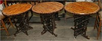 3 CANE AND WOODEN END TABLES