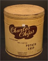 Vtg Charles Chips Can-13-1/2" H