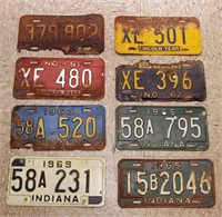 8 Vtg Indiana License Plates-1960s