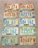 10 Vtg Indiana License Plates-1970-1973
