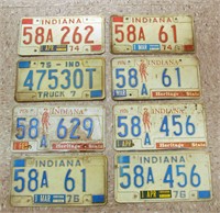 8 Vtg Indiana License Plates-1974-1976