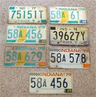 7 Vtg Indiana License Plates-1977-1979