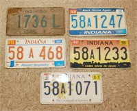 5 Indiana License Plates Vtg-Now-1990 & up
