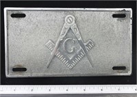 Silver Metal Masonic Vehicle Plate