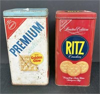 Vtg Metal Cracker Cans-Premium & Ritz