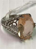 Sterling Silver w/Pink Ice Gemstone size 7 1/2