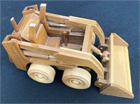 Walnut Wood Toy Front End Loader w/Moveable Bucket