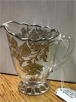 Crystal Creamer w/Sterling Silver Etching