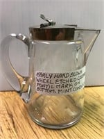 Early hand blown wheel etched creamer