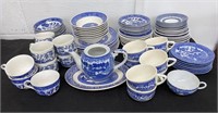 Willow Blue Dish Lot-Plates, Cups, Bowls, Teapot