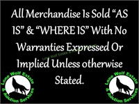 ALL ITEMS SOLD "AS-IS" & "WHERE-IS"