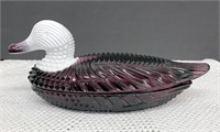 Purple Duck on A Nest Dish Faceted Design