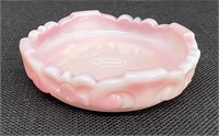 FENTON Trinket Dish Pink/White Scallop Design