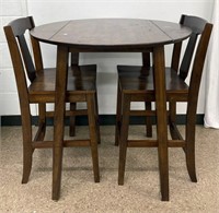 Drop Leaf Wood Cafe Table w/Two Chairs