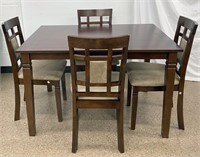 Rectangle Wood Table & Chair Set Beige Padding