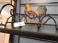 WROUGHT IRON ROOSTER HAT RACK