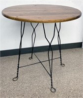 Round Wood Table w/Rod Iron Legs