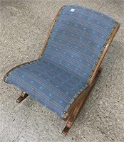 Vtg Youth Rocking Chair Wood Upholstered
