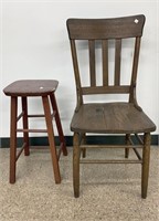 Vtg Repurposing/Repair Lot-Vtg Chair & Barstool