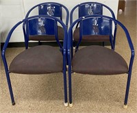 Blue Metal Patio Chairs w/Padded Seats