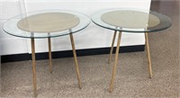 Particle Board 3-Leg Tables w/Beveled Glass tops
