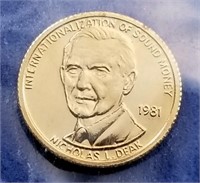 1981 Nicholas L. Deak 1/20oz .999 Gold Coin BU