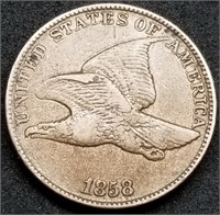 1858 US Flying Eagle Cent, High Grade, Nice