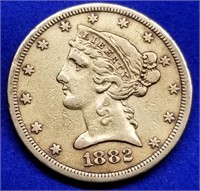 1882-S US $5 Gold Liberty Half Eagle