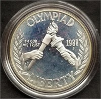 1988-S Olympics Proof Silver Dollar in Capsule