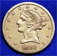 1880-S US $5 Gold Liberty Half Eagle
