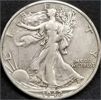 1942-S Walking Liberty Silver Dollar, High Grade