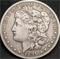 1891-CC US Morgan Carson City Silver Dollar