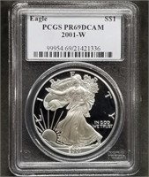 2001-W 1oz Proof Silver Eagle PCGS PR69DCAM