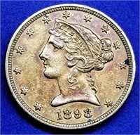 1898 US $5 Gold Liberty Half Eagle Nice