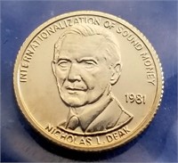 1981 Nicholas L. Deak 1/20oz .999 Gold Coin BU