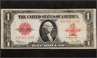 1923 $1 United States Note Red Seal Large Banknote