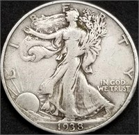 1938-D Walking Liberty Silver Half Dollar, Key